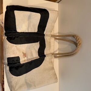 Sea bags Maine - Black and White and Blue Large Tote Bag